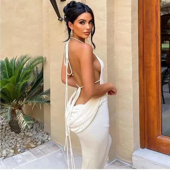 White open back maxi dress - Picture 1 of 3